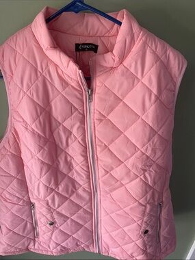 Funiloth Pink Quilted Sleeveless Jacket Vest